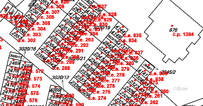 Kyjov 286 na parcele st. 2341 v KÚ Kyjov, Katastrální mapa