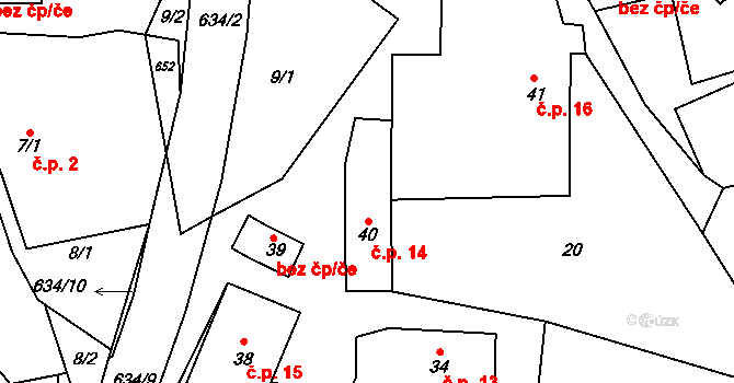 Polom 14, Sulkovec na parcele st. 40 v KÚ Polom u Sulkovce, Katastrální mapa