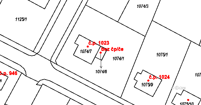 Chotěboř 38712920 na parcele st. 1074/8 v KÚ Chotěboř, Katastrální mapa