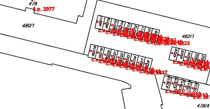 Ústí nad Labem-centrum 2822, Ústí nad Labem na parcele st. 482/20 v KÚ Ústí nad Labem, Katastrální mapa