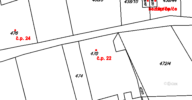 Chlum 22, Zlín na parcele st. 470 v KÚ Lhotka u Zlína, Katastrální mapa