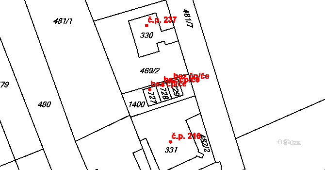 Zlín 42188920 na parcele st. 728 v KÚ Prštné, Katastrální mapa