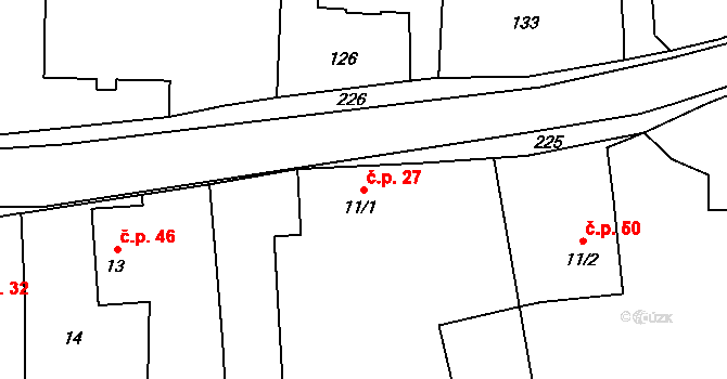 Kamenec 27, Holasovice na parcele st. 11/1 v KÚ Kamenec, Katastrální mapa