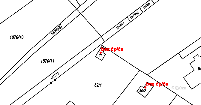 Štěpánov 47396920 na parcele st. 81 v KÚ Březce, Katastrální mapa