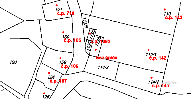 Bechyně 47419920 na parcele st. 112/2 v KÚ Bechyně, Katastrální mapa