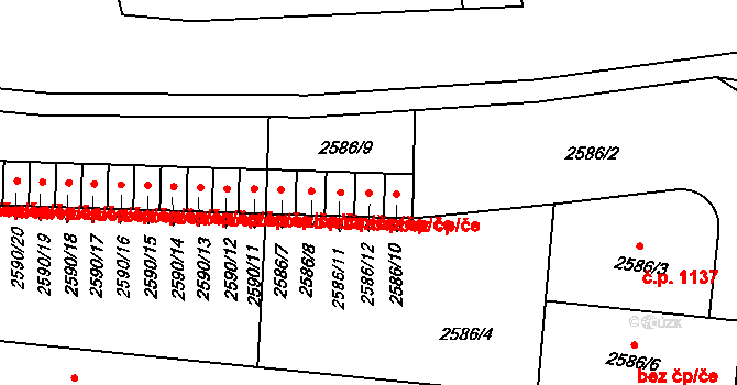 Holešov 47593920 na parcele st. 2586/12 v KÚ Holešov, Katastrální mapa