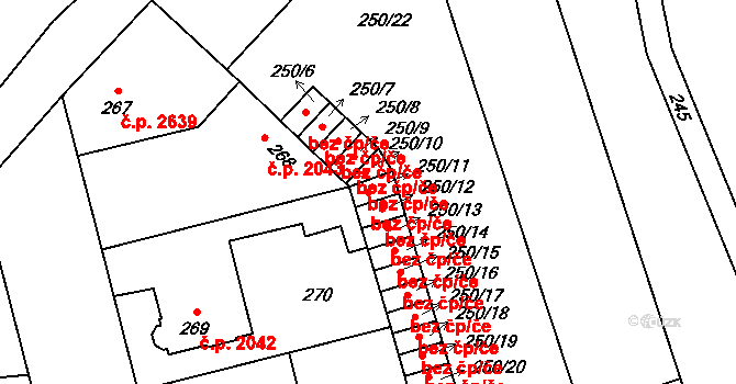 Kladno 48808920 na parcele st. 250/11 v KÚ Kladno, Katastrální mapa