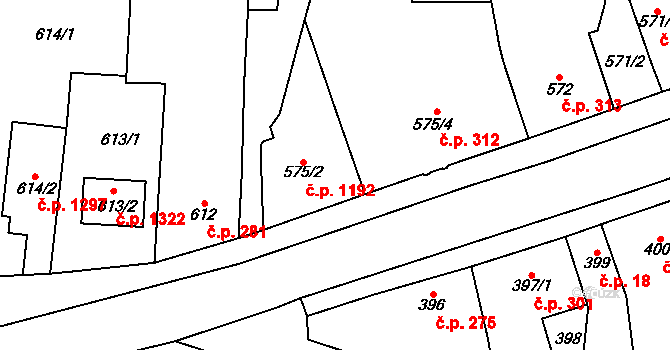Nýřany 1192 na parcele st. 575/2 v KÚ Nýřany, Katastrální mapa
