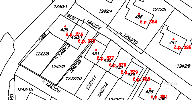 Brandýs nad Orlicí 377 na parcele st. 431 v KÚ Brandýs nad Orlicí, Katastrální mapa