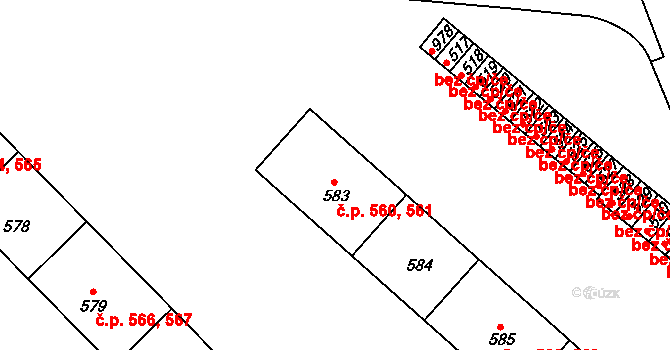 Kdyně 560,561 na parcele st. 583 v KÚ Kdyně, Katastrální mapa
