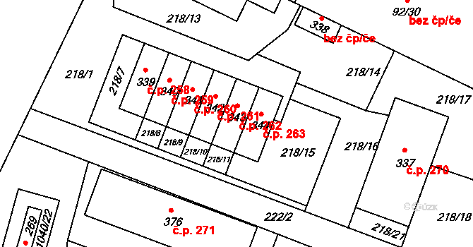 Sudkov 262 na parcele st. 343 v KÚ Sudkov, Katastrální mapa