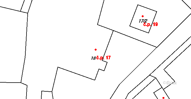 Heřmanice 17, Starý Jičín na parcele st. 18 v KÚ Heřmanice u Polomi, Katastrální mapa