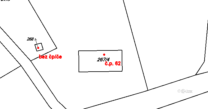 Kleny 62, Provodov-Šonov na parcele st. 267/4 v KÚ Kleny, Katastrální mapa
