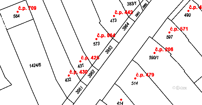 Rakvice 564 na parcele st. 573 v KÚ Rakvice, Katastrální mapa