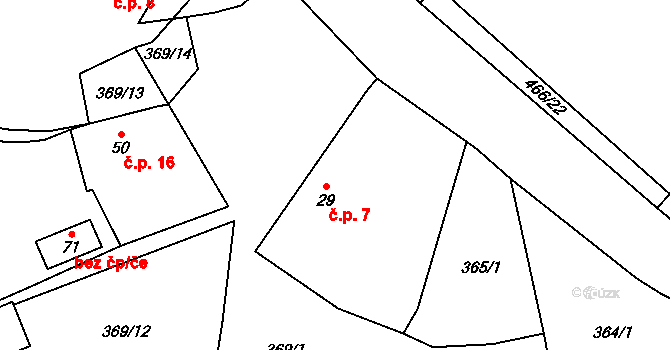 Chlumánky 7, Vlčtejn na parcele st. 29 v KÚ Vlčtejn, Katastrální mapa