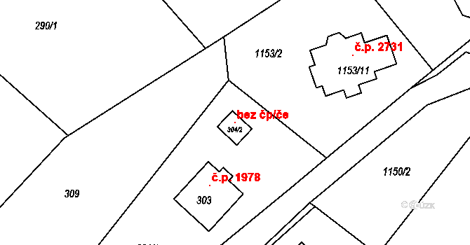 Rožnov pod Radhoštěm 100516921 na parcele st. 304/2 v KÚ Tylovice, Katastrální mapa