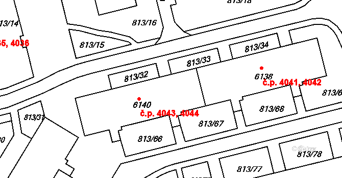 Kroměříž 4043,4044 na parcele st. 6140 v KÚ Kroměříž, Katastrální mapa