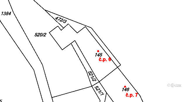 Okluky 6, Malé Hradisko na parcele st. 145 v KÚ Malé Hradisko, Katastrální mapa