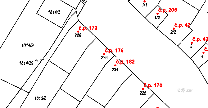 Želeč 176 na parcele st. 229 v KÚ Želeč na Hané, Katastrální mapa