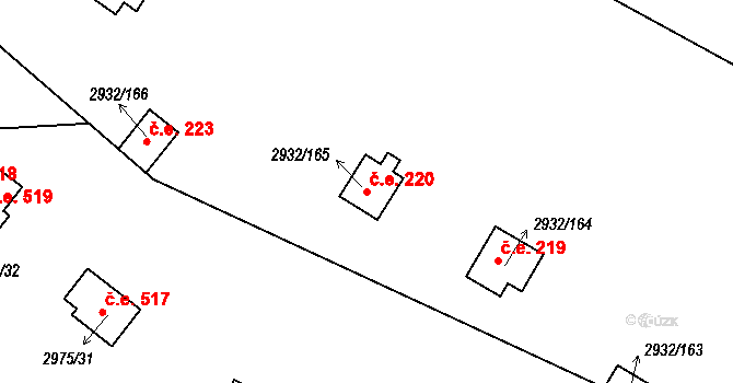Lančov 220 na parcele st. 2932/165 v KÚ Lančov, Katastrální mapa