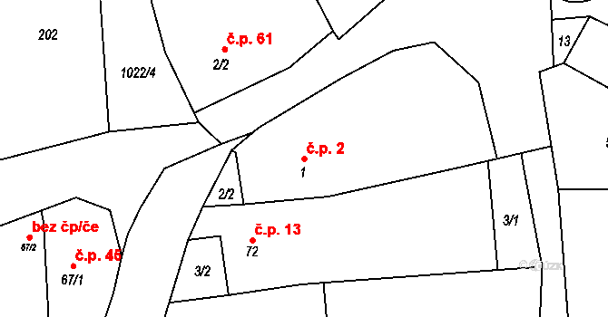 Provodovice 2 na parcele st. 1 v KÚ Provodovice, Katastrální mapa