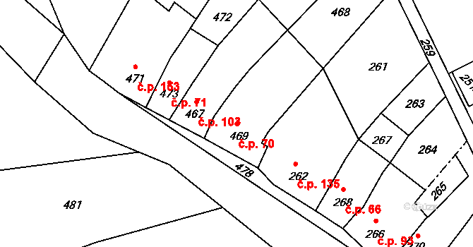 Přerov XII-Žeravice 70, Přerov na parcele st. 469 v KÚ Žeravice, Katastrální mapa