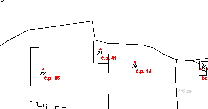Honice 41, Stochov na parcele st. 21 v KÚ Honice, Katastrální mapa