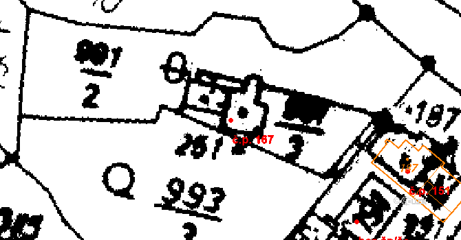 Radošov 167, Kyselka na parcele st. 251 v KÚ Radošov u Kyselky, Katastrální mapa