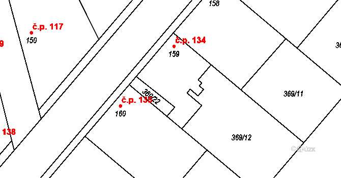 Sloveč 134 na parcele st. 159 v KÚ Sloveč, Katastrální mapa