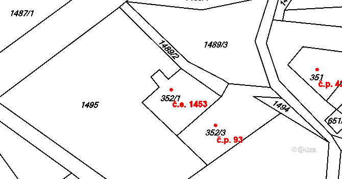 Loučná nad Nisou 1453, Janov nad Nisou na parcele st. 352/1 v KÚ Loučná nad Nisou, Katastrální mapa