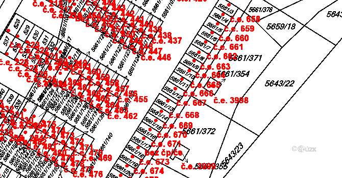 Jihlava 667 na parcele st. 5661/12 v KÚ Jihlava, Katastrální mapa