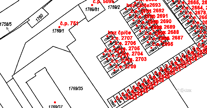 Jihlava 2712 na parcele st. 1769/40 v KÚ Jihlava, Katastrální mapa