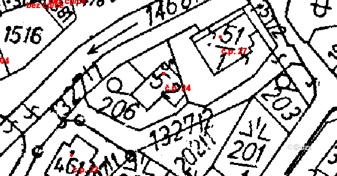 Markvartice 24, Jablonné v Podještědí na parcele st. 52 v KÚ Markvartice v Podještědí, Katastrální mapa