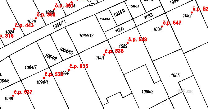 Vnorovy 536 na parcele st. 1091 v KÚ Vnorovy, Katastrální mapa