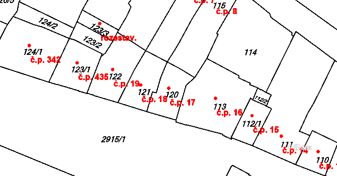 Děčín I-Děčín 17, Děčín na parcele st. 120 v KÚ Děčín, Katastrální mapa