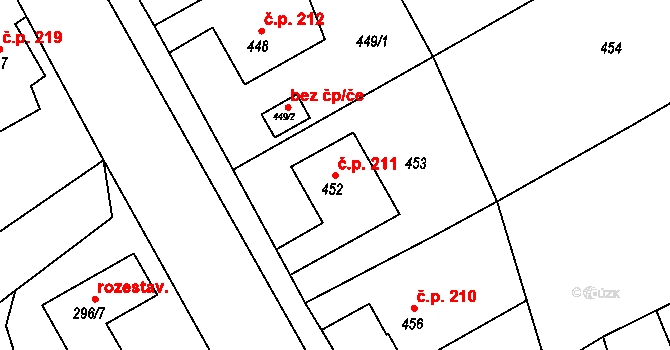 Janovice 211, Rýmařov na parcele st. 452 v KÚ Janušov, Katastrální mapa