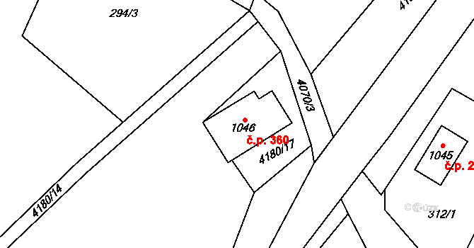 Morávka 360 na parcele st. 1046 v KÚ Morávka, Katastrální mapa