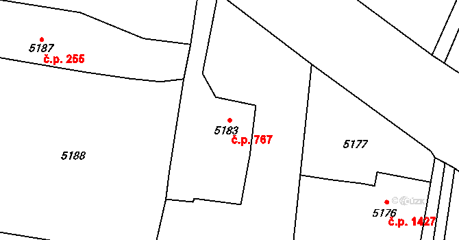 Rychvald 767 na parcele st. 5183 v KÚ Rychvald, Katastrální mapa