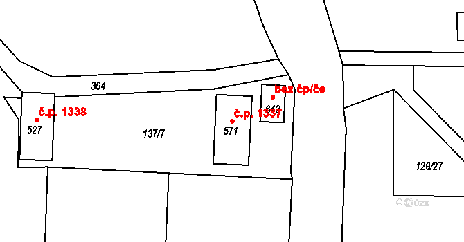 Brníčko 1337, Uničov na parcele st. 571 v KÚ Brníčko, Katastrální mapa