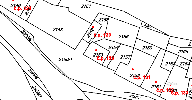 Mimoň I 129, Mimoň na parcele st. 2153 v KÚ Mimoň, Katastrální mapa
