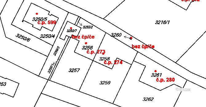 Podmoklice 274, Semily na parcele st. 3258 v KÚ Semily, Katastrální mapa