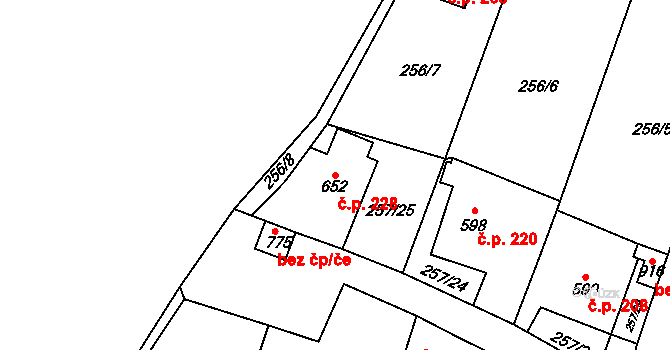 Děčín X-Bělá 228, Děčín na parcele st. 652 v KÚ Bělá u Děčína, Katastrální mapa