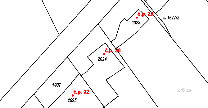 Sedličky 30, Jičín na parcele st. 2024 v KÚ Jičín, Katastrální mapa