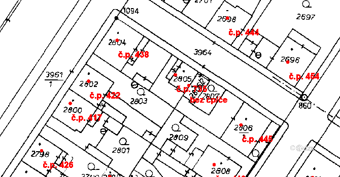 Poděbrady III 735, Poděbrady na parcele st. 2805 v KÚ Poděbrady, Katastrální mapa