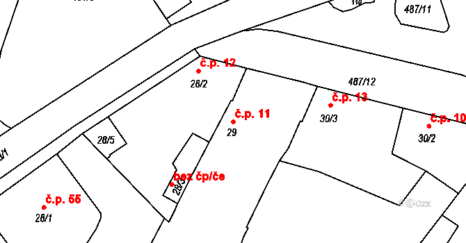 Stožice 11 na parcele st. 29 v KÚ Stožice, Katastrální mapa