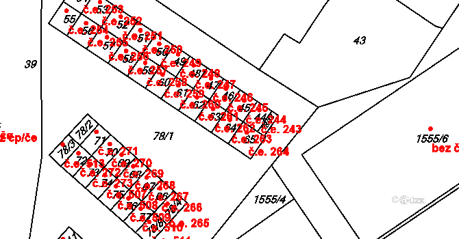 Miřetice u Klášterce nad Ohří 263, Klášterec nad Ohří na parcele st. 64 v KÚ Miřetice u Klášterce nad Ohří, Katastrální mapa