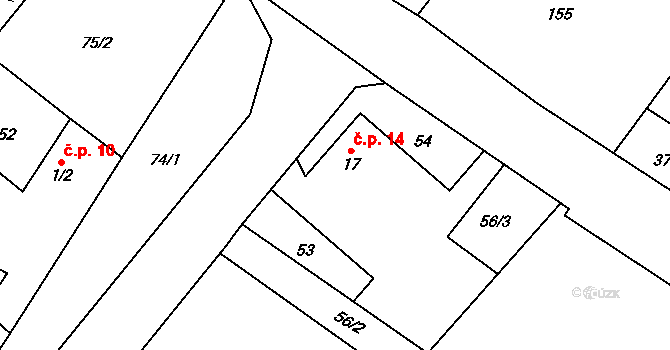 Chroustov 14, Třebenice na parcele st. 17 v KÚ Chroustov u Třebenic, Katastrální mapa