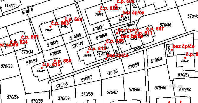 Borovina 586, Třebíč na parcele st. 2469/1 v KÚ Třebíč, Katastrální mapa