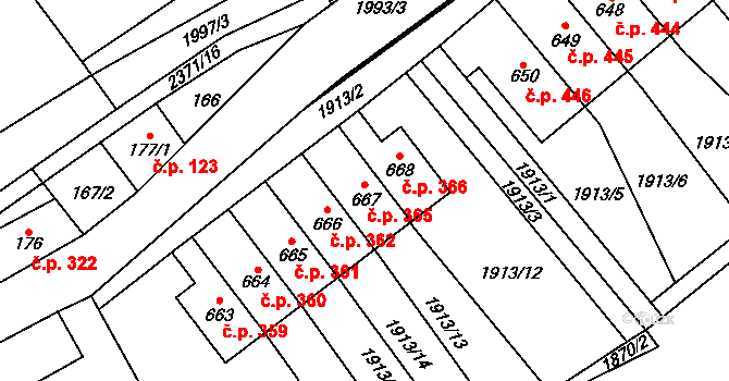 Rovensko pod Troskami 365 na parcele st. 667 v KÚ Rovensko pod Troskami, Katastrální mapa