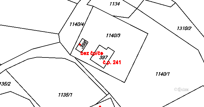 Oldřiš 241 na parcele st. 397 v KÚ Oldřiš u Poličky, Katastrální mapa